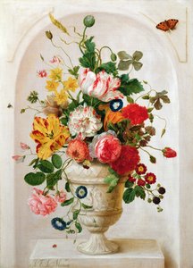 An Urn of Flowers in an Alcove